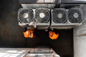 Some technician repairing or Installing VRF System